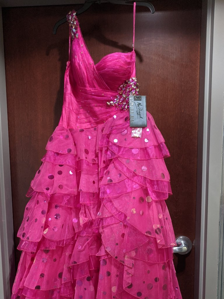 Mac Duggal 4749h Size 10 Hot Pink Prom Dress